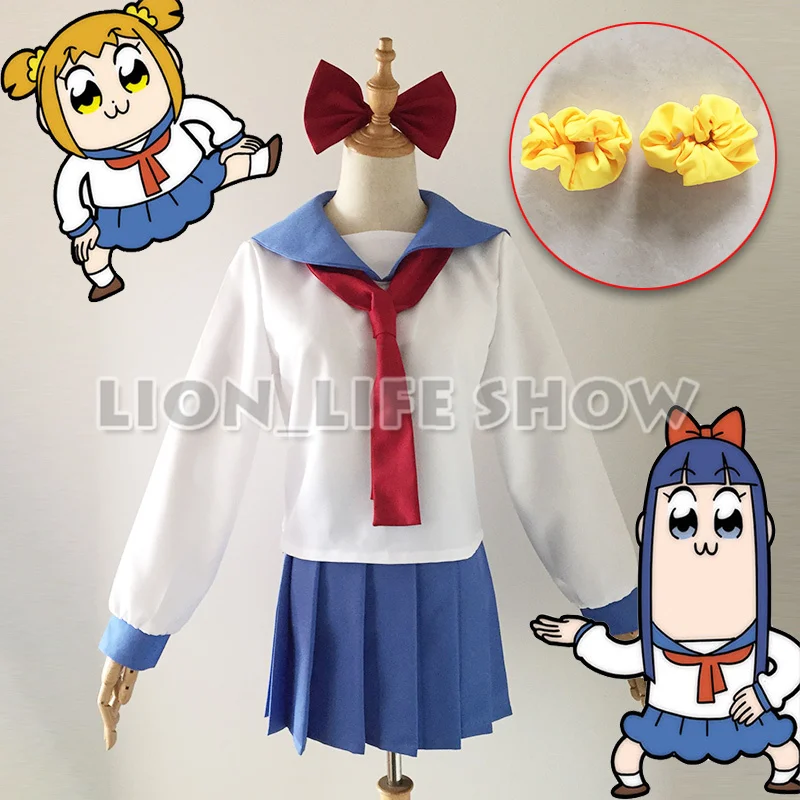 Pop Team Epic Popuko Pipimi Cosplay Kostuum School Uniform Complete Outfit