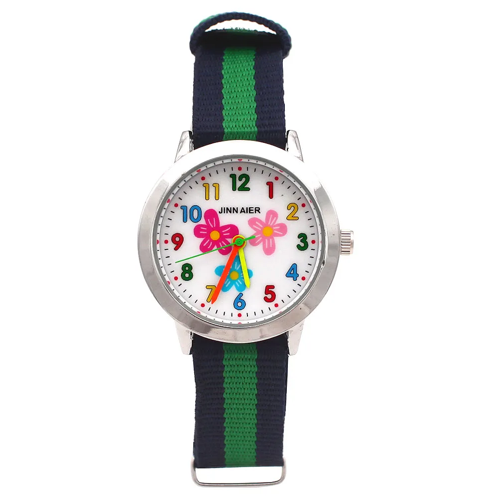 Reloj de Flores para niños, relojes casuales a la moda, bonitos estudiantes, reloj de pulsera de cuarzo con correa de nailon resistente al agua de por vida