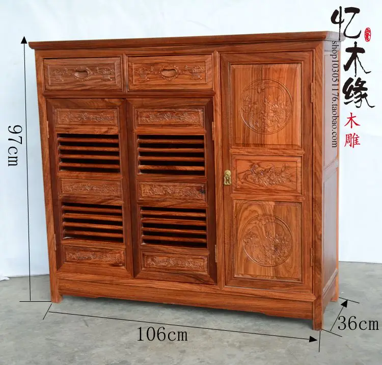 Dongyang mahogany furniture, hedgehog, rosewood, three door shoes lockers, Chinese entrance cabinets, solid shoes