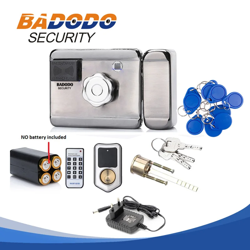 10 tags Electric lock & gate lock Access Control system Electronic integrated RFID Door Rim lock with IC reader 13.56MHZ