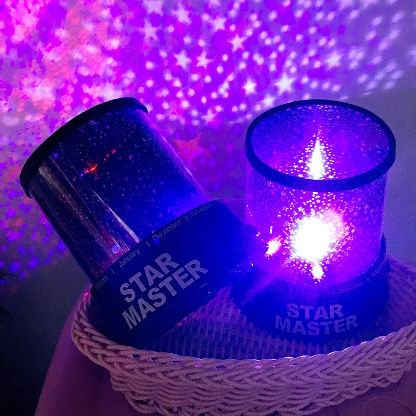Luz conduzida da noite projetor céu estrelado estrela lua appy aniversário mestre crianças bebê sono colorido lâmpada de projeção luzes