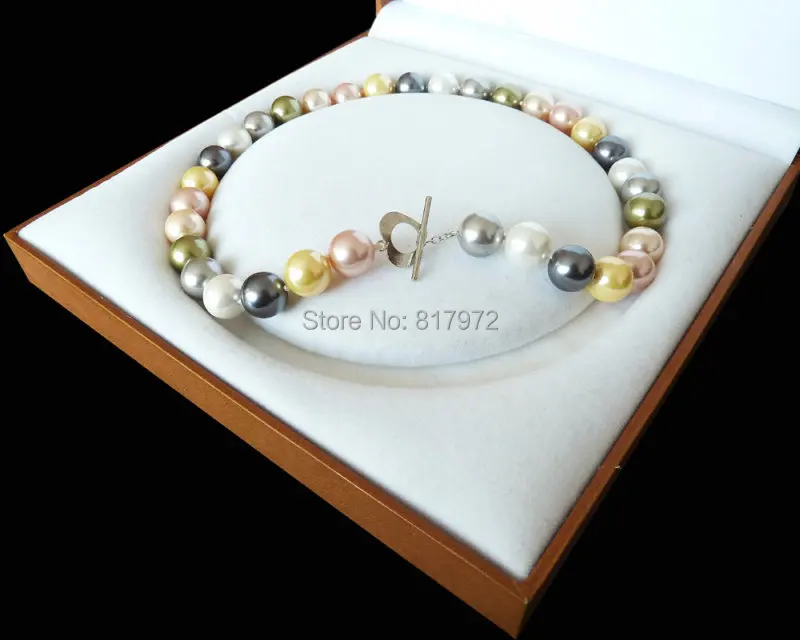 

Elegant 12mm White Gray Yellow Natural South Sea Shell Pearl Bead Highlight Bead Necklaces Love Clasp Pendant