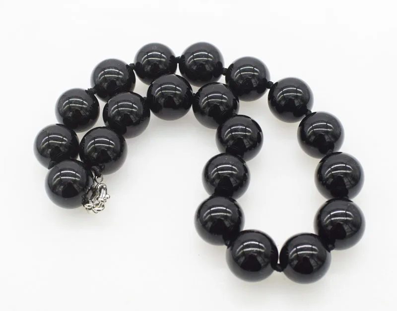 wholesale 10/12/14/16/18/20mm black agate round  necklace 45cm FPPJ nature beads for woman gift