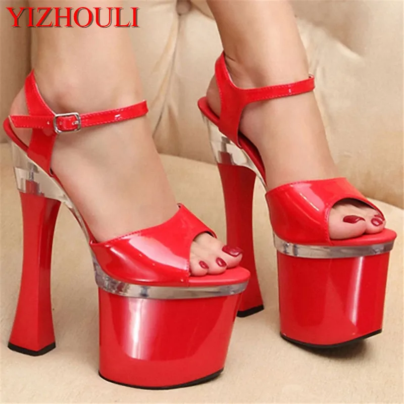 

18 cm sexy high heel sandals, sexy model 7 inch thick platform, stage nightclub pole dancing, runway sandals