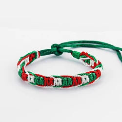 10PCS Fashion Handmade Bracelet Italy Flag Green Red White Silk Cord Macrame Friendship Surfer Bracelet