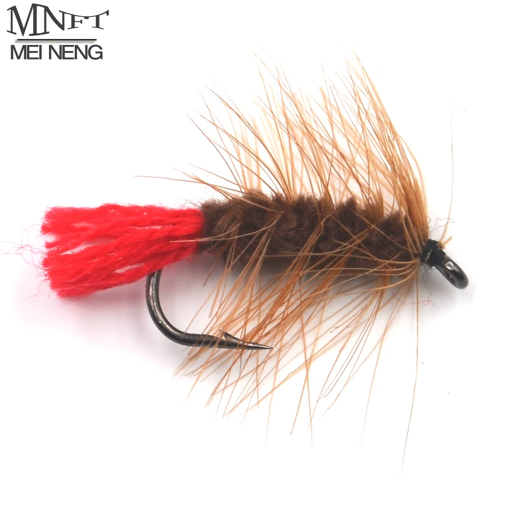 

MNFT 10PCS 6# Brown Nymph Bugger Wooly Worm Fly Trout Fly Fishing Baits Red Tail Fishing Flies