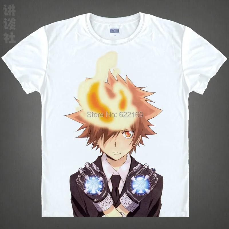 Japanese Katekyo Hitman Reborn anime  t-shirt anime Gokudera Hayato cotton shirt Cosplay christmas Costumes anime clothing