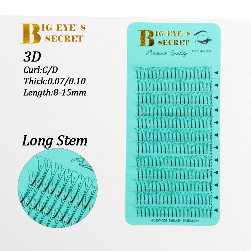 Big eye's secret – faux-cils 4D naturels longs préfabriqués, 5 plateaux, 0.07 et 0.10mm, boucles C & D, Volume russe, pré-faits