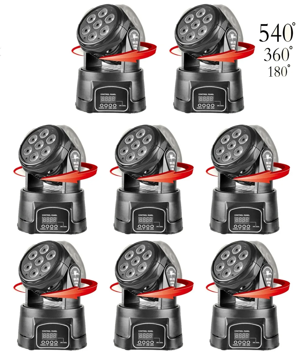 8pcs/lot LED Mini Wash Moving Head Light 7x12w RGBW 4 IN1 LEDs Advanced DMX 14 channels DJ band hall concert moving head lights