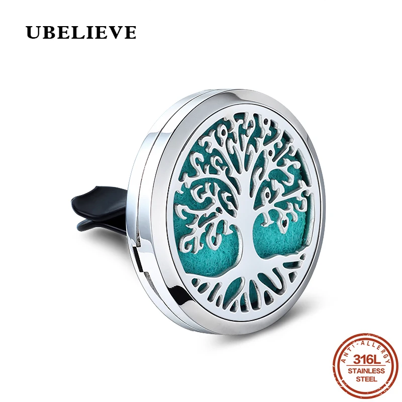 Tree of Life Car Essential Oil Diffuser Stainless Steel 30mm Hollow Magnet Aromatherapy Car Diffuser Locket Drop shipping