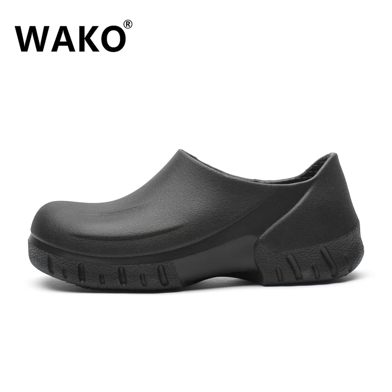 WAKO 9033 Man Chef Shoes Kitchen Cook Shoes Black Clogs Working Hospital Shoes Super Anti-skidding Oilproof Waterproof Sandals