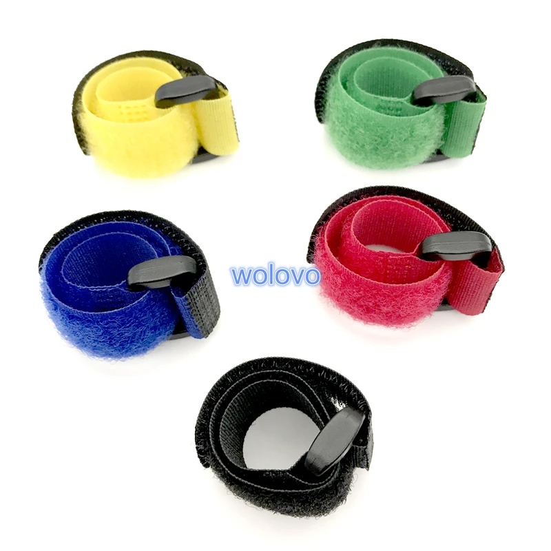 25pcs/lot 20*200MM Nylon Wire Organizer Cable Ties Reusable Straps with Plastic Buckle Hook Loop Magic Tapes