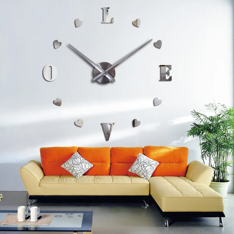 Fashion Diy 3d Wall Clock Design Acrylic Mirror Clocks Stickers Large Living Room Decorative  House Clock On The Wall