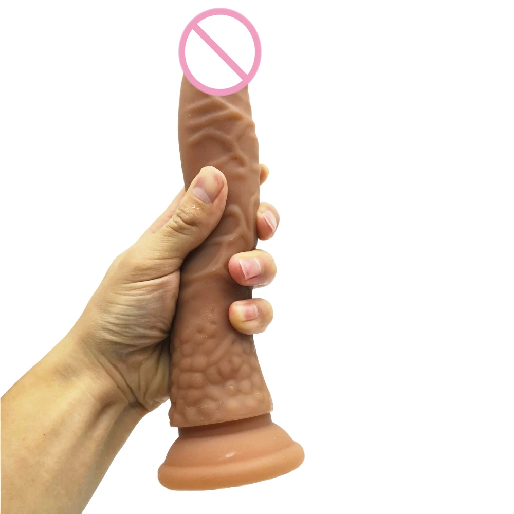 

22*3.5CM long realistic dildo suction double layer silicone soft dildos Anal butt man sex toys for women vagina massage