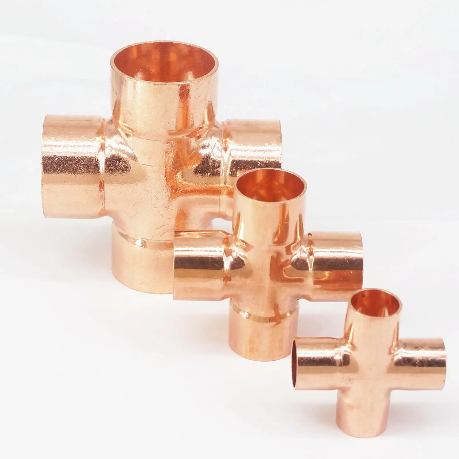 I/D 6.35mm 9.52mm 12.7mm 15mm 16mm 22mm 35mm 42mm 54mm  Copper End Feed Cross 4 Ways Pipe Adapter Air Conditioning Refrigeration