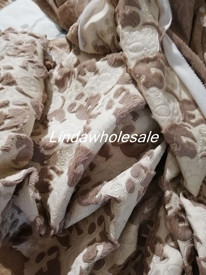 Faux fur fabric,PU+fur embroidery dog pattern felt cloth, sewing materials,fabrics for patchwork