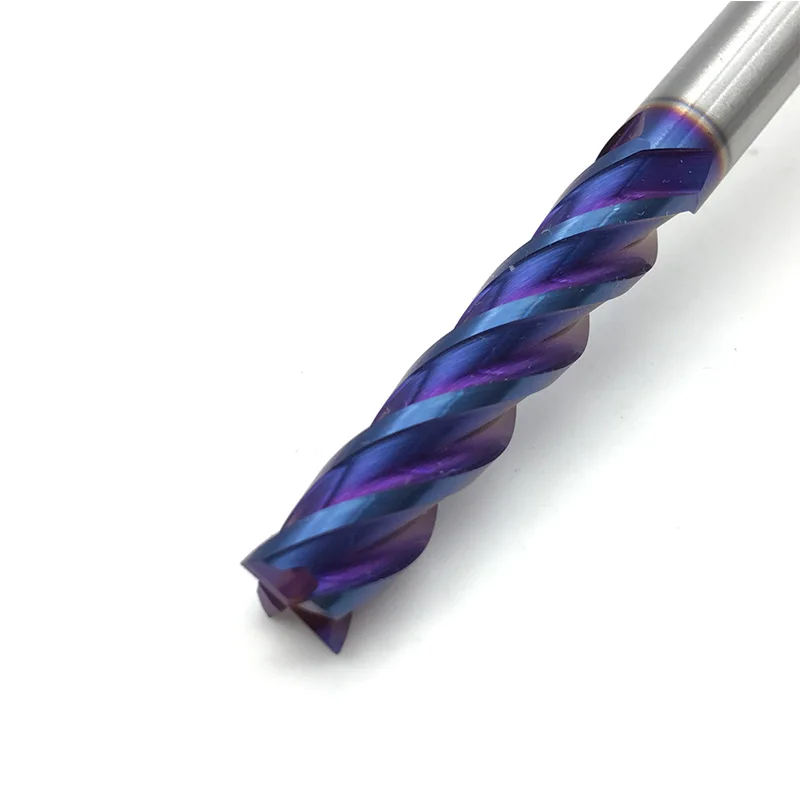 مطحنة نهاية 6 مللي متر ، 100 مللي متر ، HRC65 4Flute D6 * 100l ، ساق مستقيمة ، مطلية باللون الأزرق ، كربيد صلب