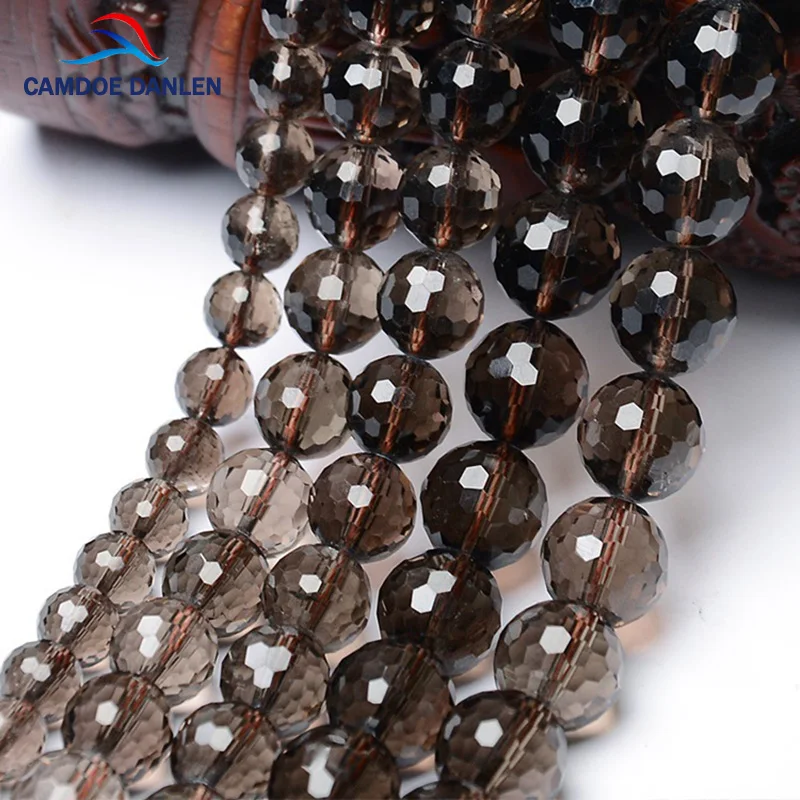 

Natural Stone Crystal Beads Faceted Smoky Black Quartz 6 8 10 12mm Pick Size Loose Round Diy Charm Bracelet Beads Jewelry Making