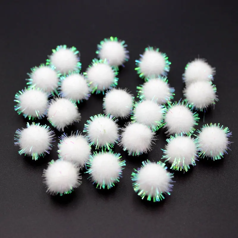 50G/lot Christmas Glitter white Sparkle Tinsel Pompom Balls Party Garlands Ornament Christmas Wreath Baby DIY Craft Supplies