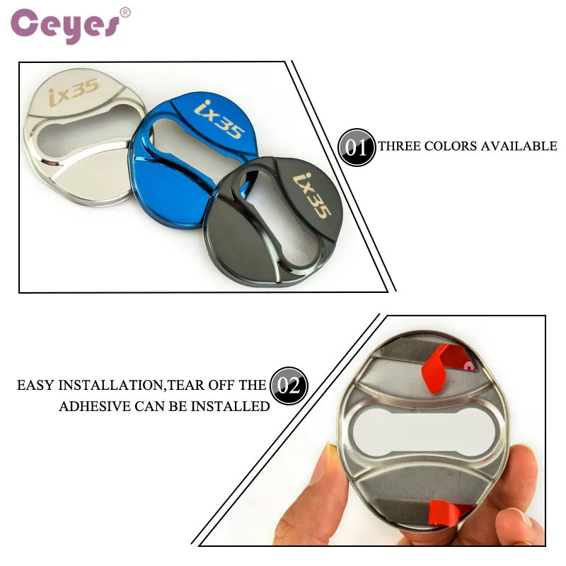 Ceyes Car Styling Auto Door Lock Protector Cover Fit For Hyundai IX35 2011 2016 Accessories Car-Styling 4pcs/lot Stainless Steel