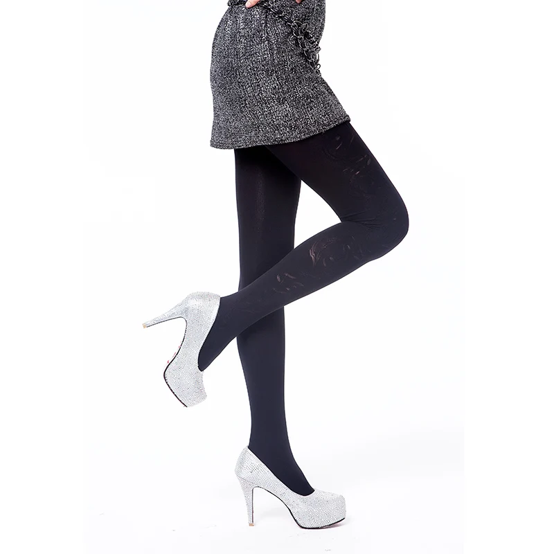 Hot Fashion Spring Autumn Tights 300 Denier Pattern Jacquard Velvet Pantyhose Floral and Plaid High Elasticity