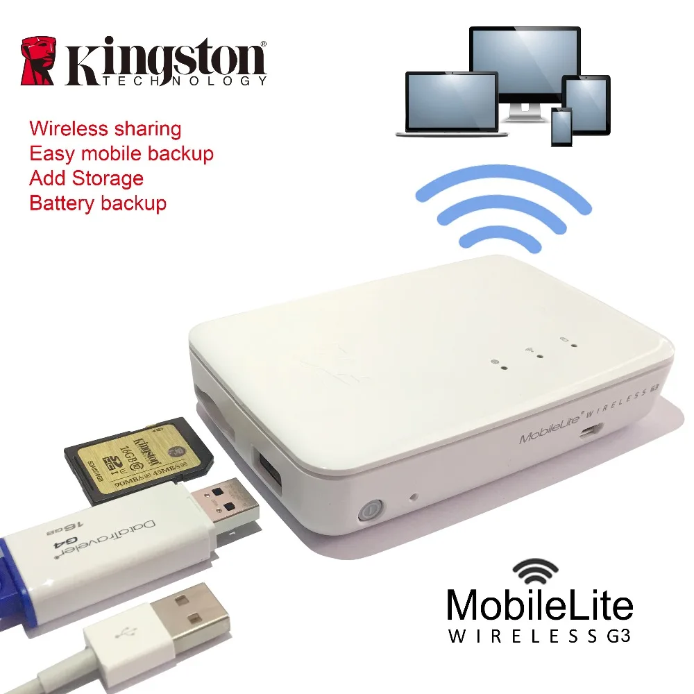 Kingston wireless card reader Multifunction wifi transmitter Wireless data sharing device It can be used as a mobile backup powe