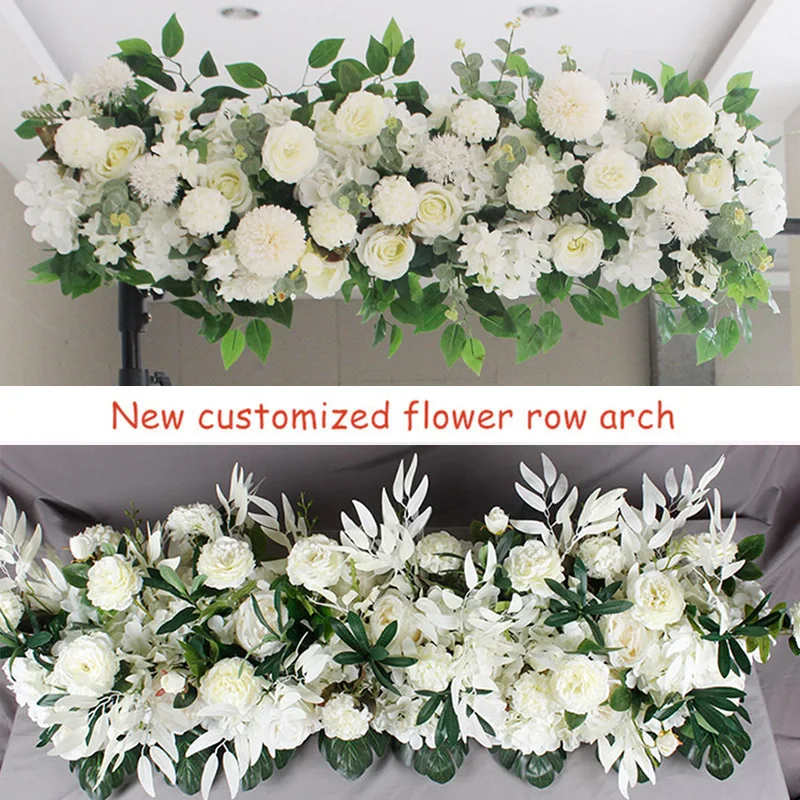 

1M DIY Custom Artificial Wedding Flower Wall Backdrop Arrangement Supplies Silk Rose Peony Fake Flowers Row Decoration for Arch