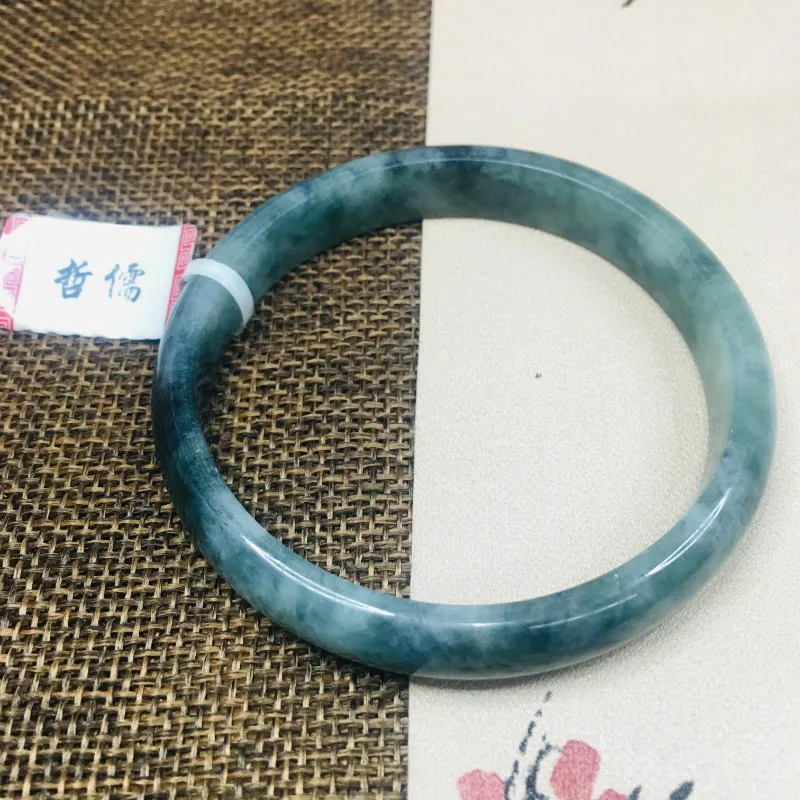 

Zheru Jewelry Pure Natural Jadeite Bracelet Natural Black Chicken Breed Two-color 54-62mm Female Gift A Class A National Certifi