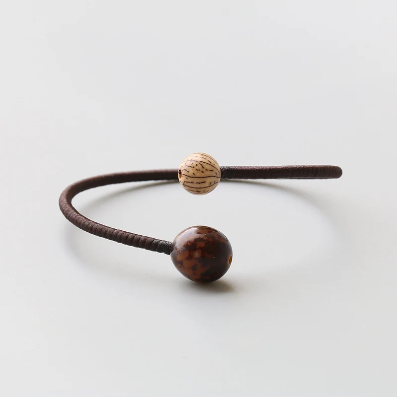 Tibetan Buddhism Bodhi Handmade Rope Braided Simple Special Wooden Bracelet Bangle Yoga Amulet Bracelet for Men and Women