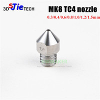 3pcs MK8 Titanium Alloy All Metal Hotend MK8 Nozzle for CR10 Creality CR-10 Ender-3 MK9 extruder 3D Printer