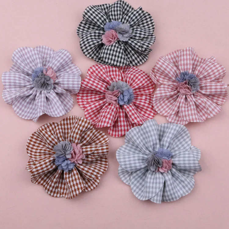 Fashoin Handmade Craft Woven Crochet Fabric Flowers 20pcs 85MM DIY Jewelry Ornament Accessories Girls Hair Headband Clips Decor