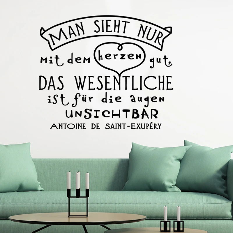 Zitat Wand aufkleber Mann Sieht Nur Mit Dem Herzen Darm Abnehmbare Wand Kunst Wand Dekor für Wohnzimmer Wand Aufkleber poster Wohnkultur