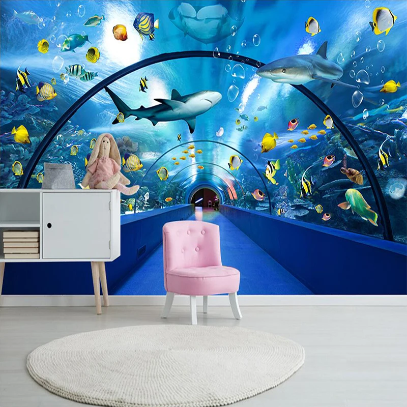 Decorative wallpaper series New 3d underwater world dolphin and whale background