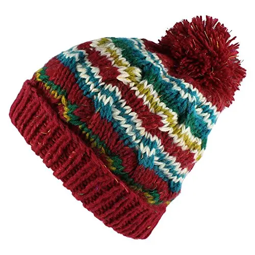 BomHCS Morehats Bohemian Stripe Crochet Knit Slouchy Pom Pom Handmade Beanie Winter Warm Hat