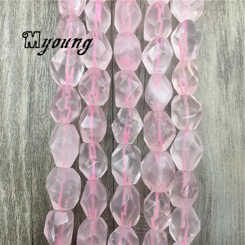 

Rose Crystal Quartz Faceted Beads,pINK Crystal Nugget Beads,Gem Stone Drilled Beads For DIY Jewelry MY1566