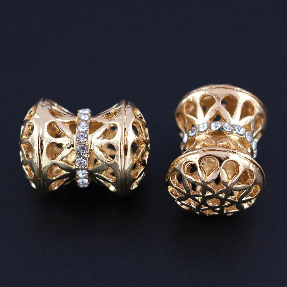 Spacer Beads Filigree Connector Long Beading Metal Charms Crystal Rhinestone Pave DIY for African Women Necklace Jewelry Making