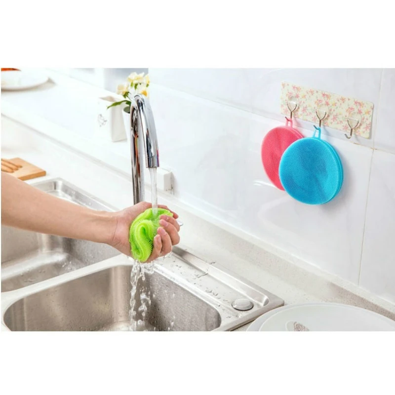 Silicone Kitchen Cleaning Brush Dishwasher Sponges Dish Washing Sponge Magic Scrubber Dish Pad Bowl Household Brushes