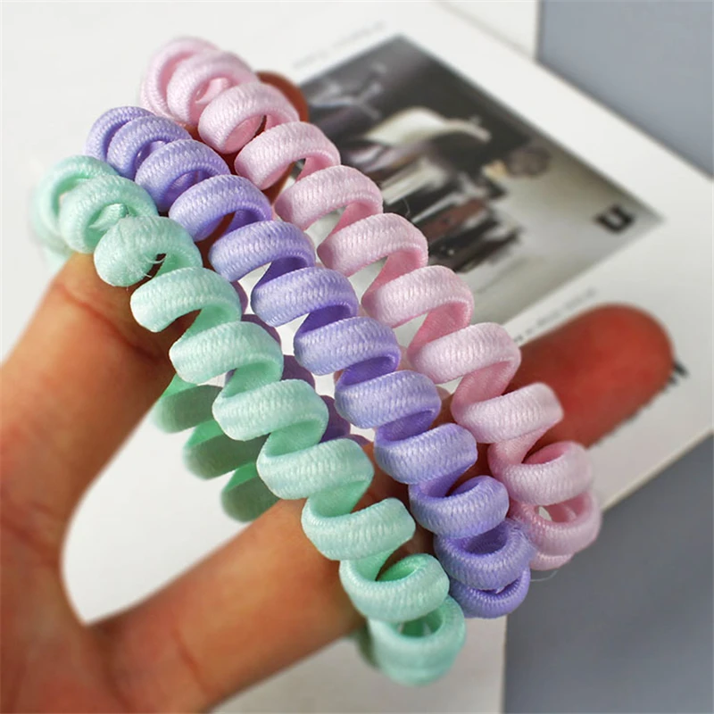 High Elasticity Telephone Coil Hairbands Women Spiral Hair Ties Girls Hair Rings Rope Solid Color Hair Accessories Gum Scrunchy