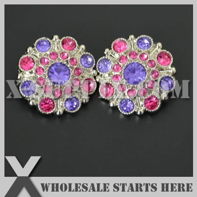 

28mm Special Stargazer Acrylic Rhinestone Button with Shank Back,Hot Pink and Lavender