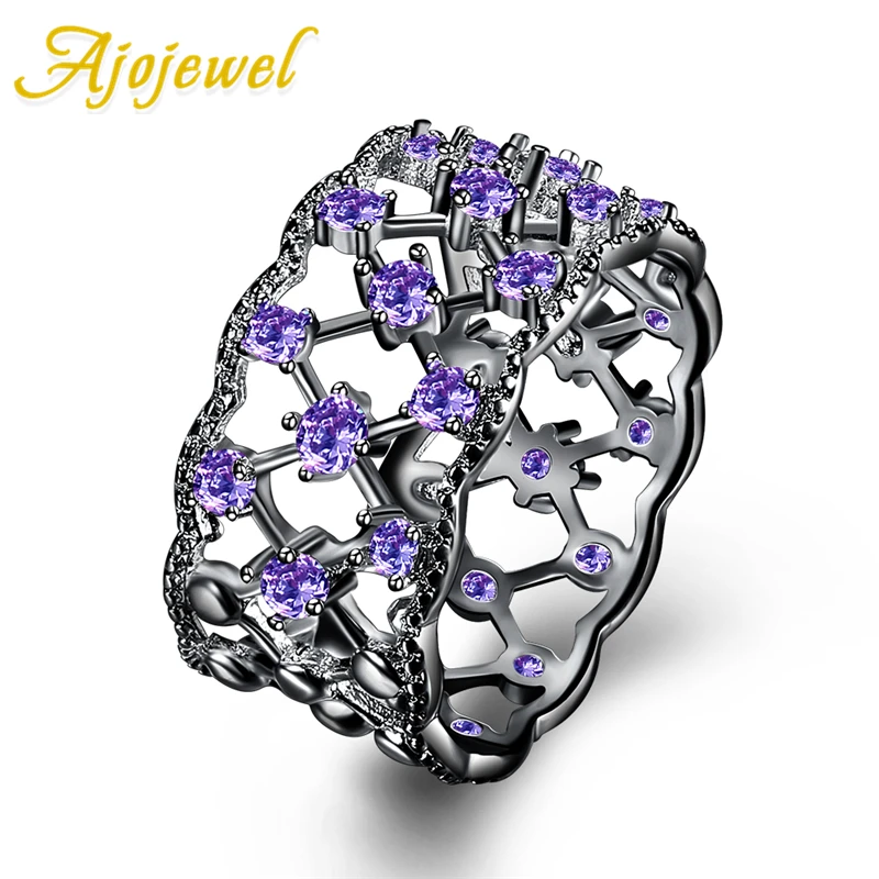 Ajojewel Cubic Zircon Mesh Female Ring Size 7 8 9 New Fashion Hollow Out Womens Rings Wholesale