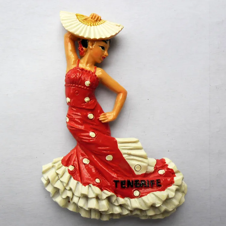 High-quality Hand-painted Spain Flamenco 3D Fridge Magnet Travel Souvenirs Home Decoration Refrigerator Magnetic Stickers