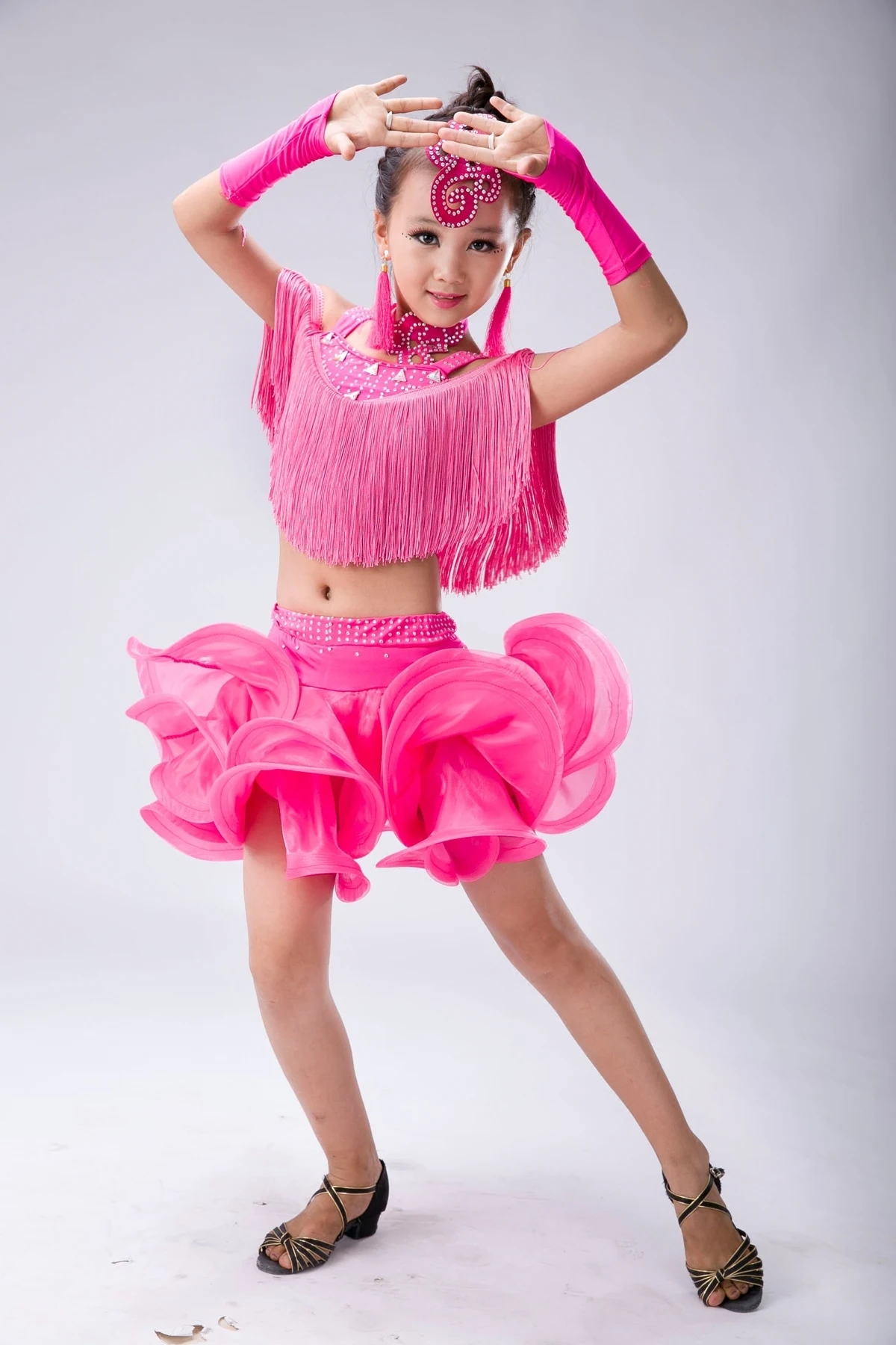 Robe de brevLatine Professionnelle à Franges pour Fille, Tenue de Salle de Bal, Salsa, Cha, Cha, Samba, Tango, Jupe pour Enfant