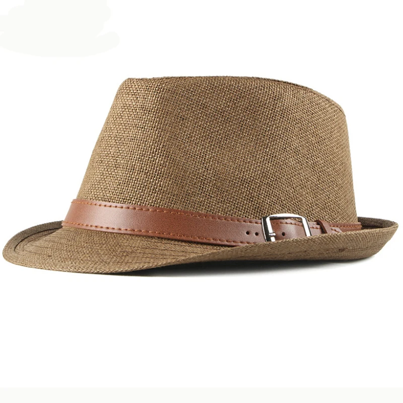 HT2490 Summer Hats for Men Beach Hat Vintage Short Brim Straw Sun Hats with Belt Korea Style Male Fedoras Panama Hat Summer