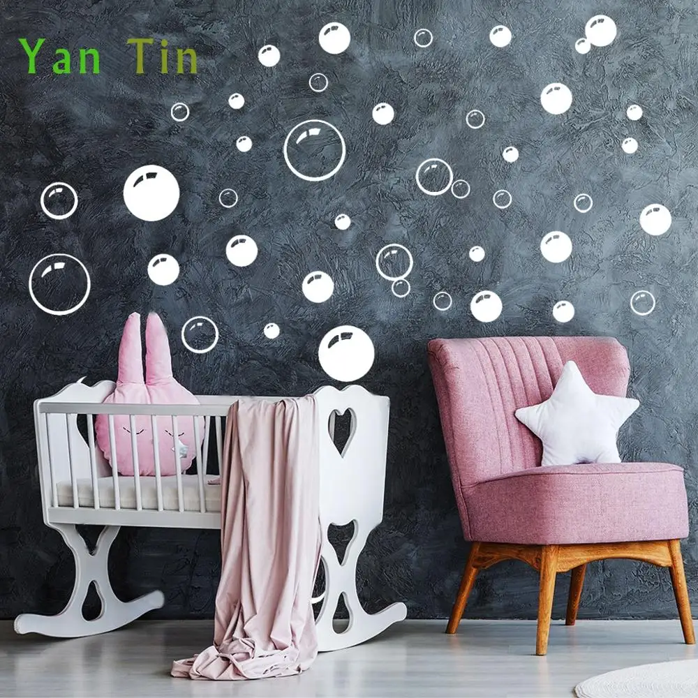 28pcs Mixed Size Balloon Polka Circle Wall Stickers For Kids Room Glass Shower Room Waterproof Art Mural Decor DIY Wall Decals