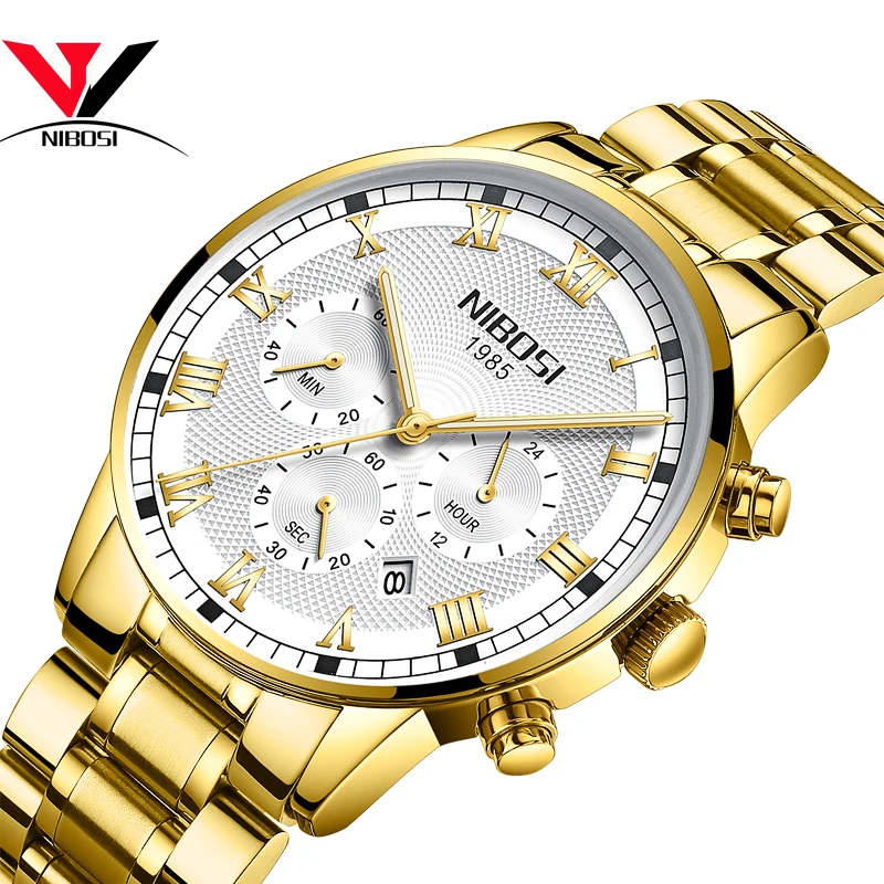 

NIBOSI Famous Brand Watches Men Luxury Brand Watches 2018 Waterproof Gold Analog Quartz Wristwatch Relogio Masculino De Luxo