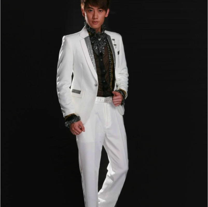 2021 Men's Fashion Korean Version Men's Brand Dress Wedding Suits Gentleman Groom Dress Suit Costumes Clothing (suits + Pants )