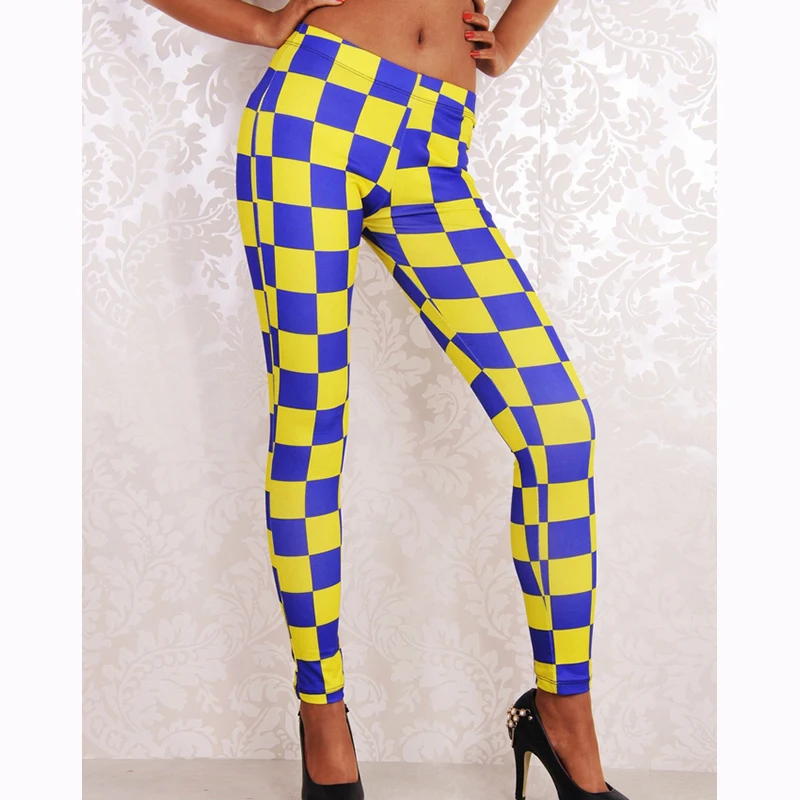 Women\'s Plaid & Rainbow Colorful Leggings Digital Print Pants Trousers Skinny High Elastic Spring Summer Jegging Stretch Pants