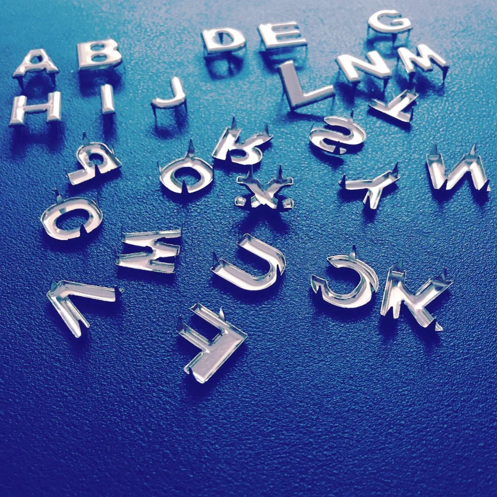 DIY leather craft clothing decoration rivet words letter alphabet metal silver color feet nail 26pcs/lot