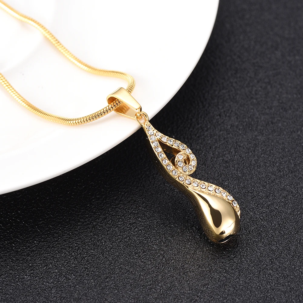 IJD9991 Never Fade Jazzy Teardrop Cremation Necklace for Women To Carry Loved One Memorial Ashes Cremation Jewelry Pendant