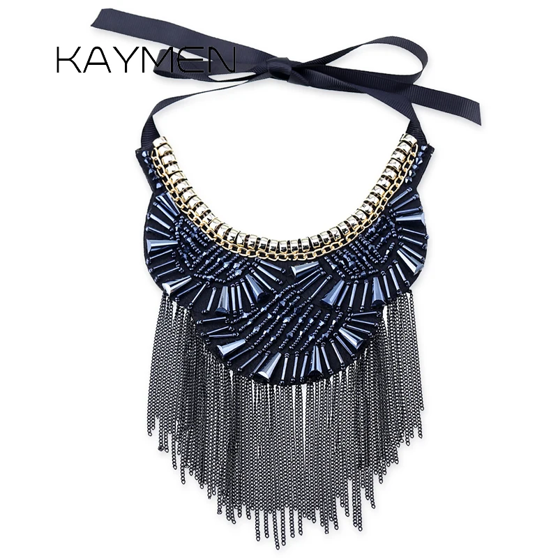 

New Arrivals Fashion Fabric Crystal Statement Necklace Pendant Women Girls Chokers Necklace Collar Tassels Necklace Bijoux 1636